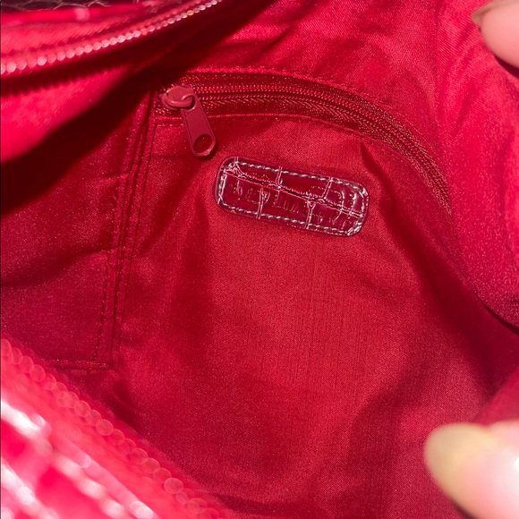 GLO Red Crocodile-Embossed Shoulder Bag - Picture 3 of 13